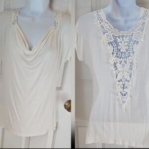Elegant White Lace-Trimmed Women's Top